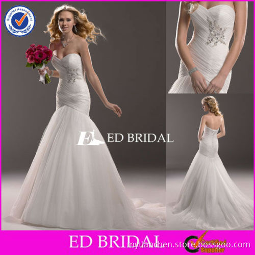 B015 New Arrival Fishtail Strapless Pleated Bodice New Style Wedding Dress Suits For Men